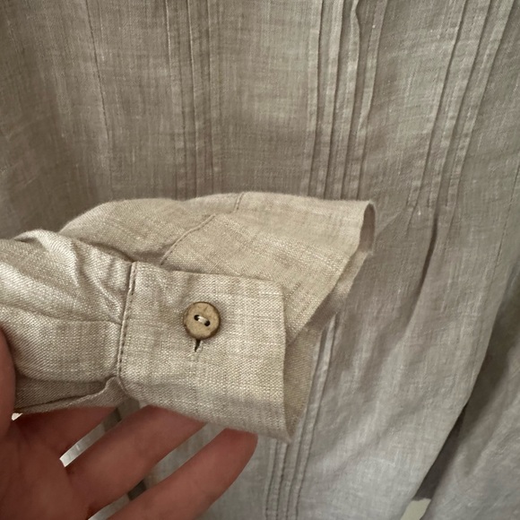 Yuvita Oversized Natural Linen Button-Up Shirt, L - Picture 5 of 9